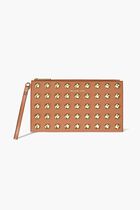 Jet Set Large Studded Pebbled Leather Wristlet