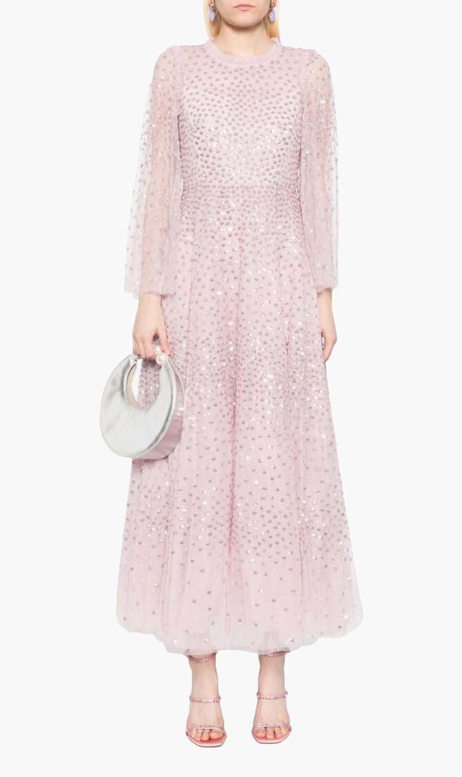 Scatter Dot Round Neck Ankle Gown