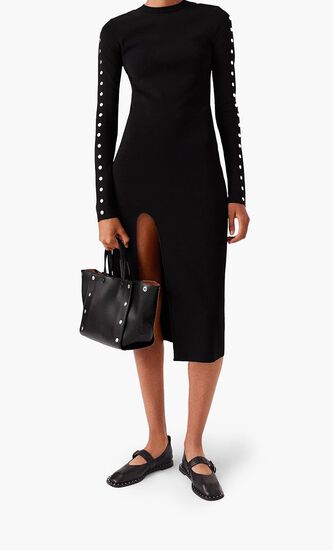 Long Sleeve Leg Slit Midi Dress