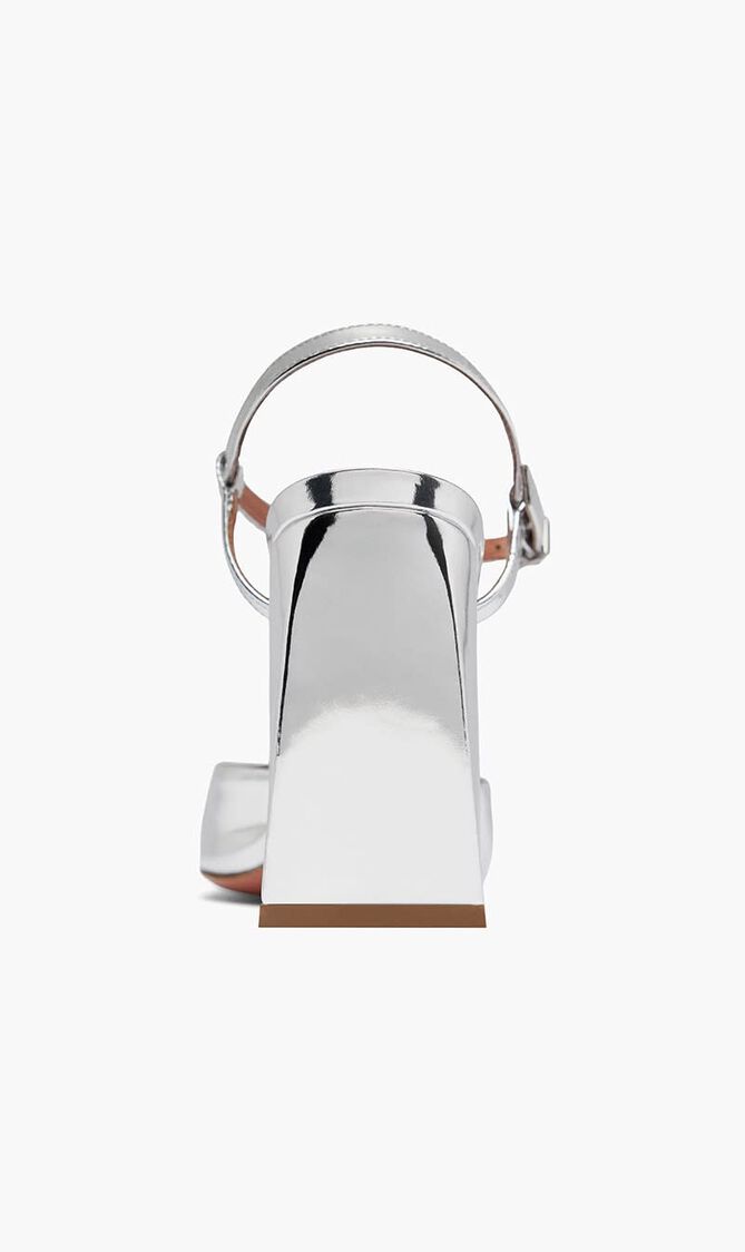 CHARLOTTE PUMP MIRROR SILVER 95 MM BLOCK HEEL - NEW STYLE