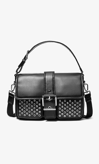 Colby Grommeted Leather Messenger Bag