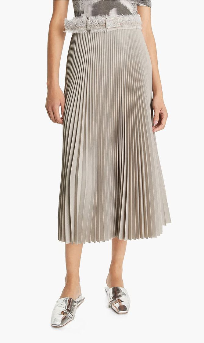 PLEATED MELANGE VISCOSE SKIRT