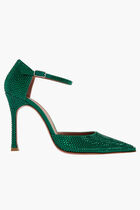 Vittoria Rhinestone Open Toe Pumps