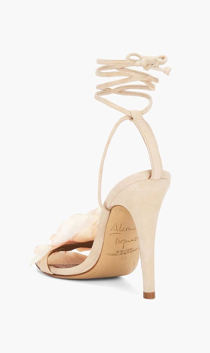 FLOWER BLUSH LEATHER SANDALS