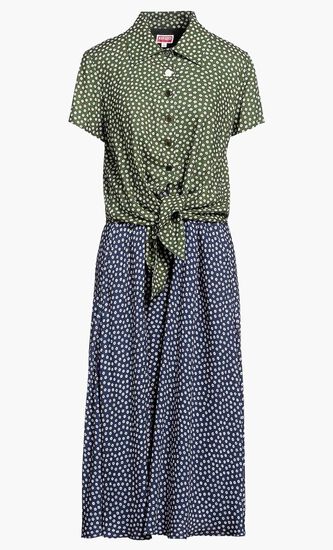 Printed Knotted Shirt Dress