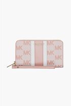 Striped Logo Jacquard Wristlet