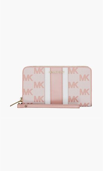 Striped Logo Jacquard Wristlet