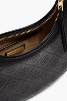 T Monogram Leather Crescent Bag