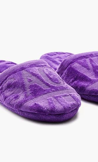 VERSACE ON REPEAT TOWEL SLIPPERS PURPLE