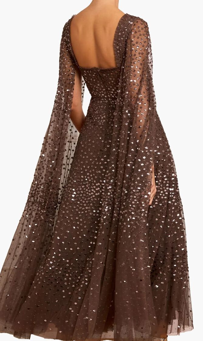 Scatter Dot Cape Sleeve Ankle Gown