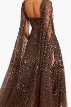 Scatter Dot Cape Sleeve Ankle Gown