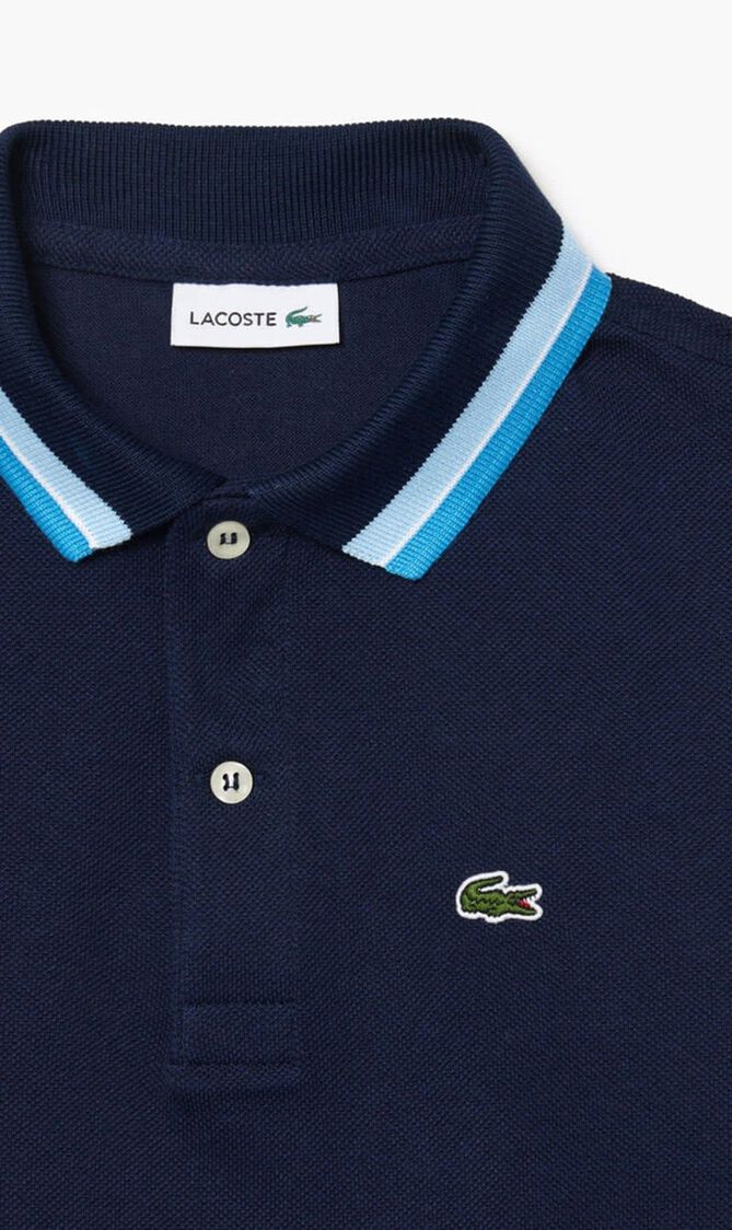 Tricolour Collar Cotton Petit Pique Polo