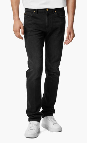 PANT DENIM STONE WASHED BLACK DENIM + VERSACE EMBROIDERY