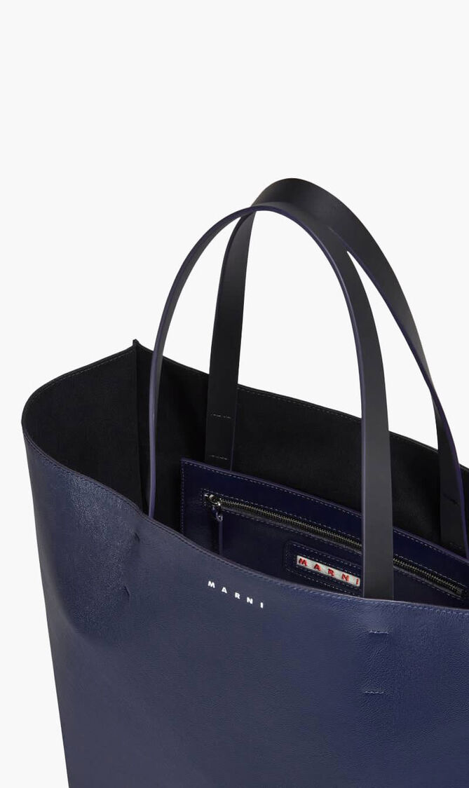 Museo Soft Large Bag In Black And Blue Leather