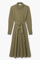 Polo Collar Belted Petit Pique Dress
