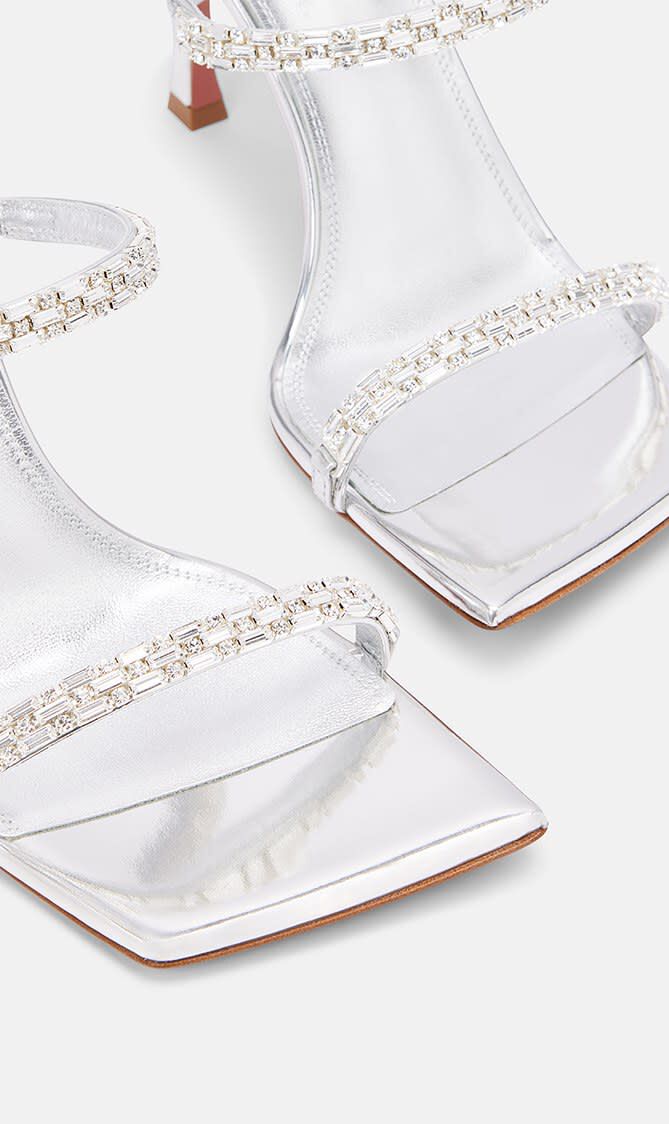 DIANA SLIPPER 95 MIRROR SILVER + WHITE CRYSTALS 95 MM SR HEEL (AS SAMPLE) - NEW STYLE