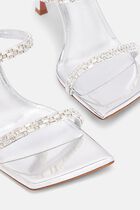 DIANA SLIPPER 95 MIRROR SILVER + WHITE CRYSTALS 95 MM SR HEEL (AS SAMPLE) - NEW STYLE