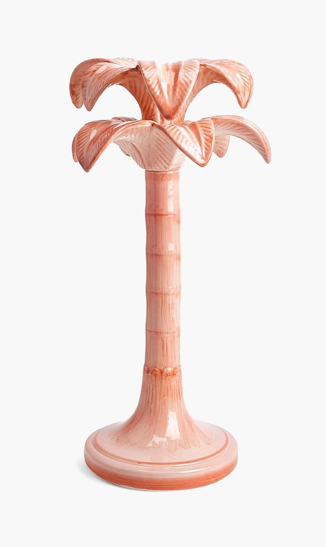 LMS PALM CANDLESTICK HOLDER - PINK - LARGE