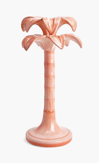 LMS PALM CANDLESTICK HOLDER - PINK - LARGE