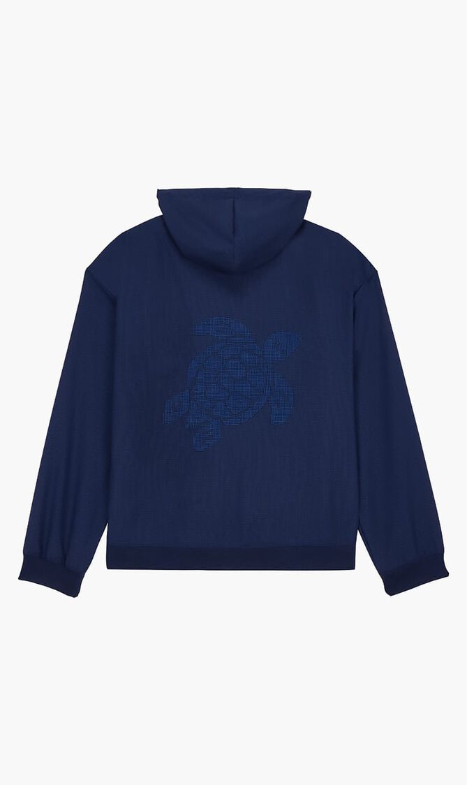 Wool Jacquard Turtle Zip Hoodie