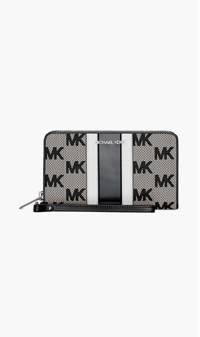 Large Striped Logo Jacquard Smartphone Wristlet