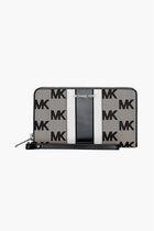 Large Striped Logo Jacquard Smartphone Wristlet