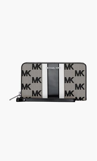 Large Striped Logo Jacquard Smartphone Wristlet