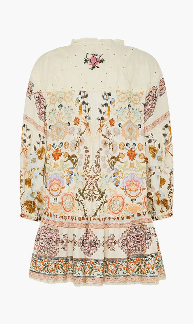 Pintuck Yoke Short Dress