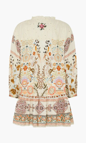 Pintuck Yoke Short Dress
