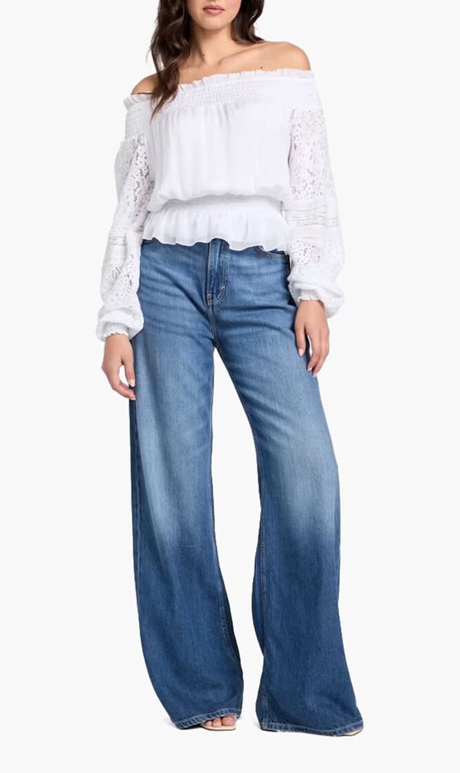 Silk Blend Off Shoulder Top