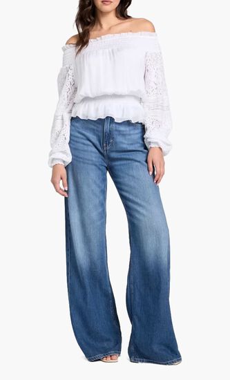 Silk Blend Off Shoulder Top