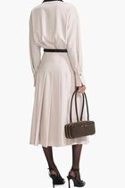 CREAM TWILL CONTRAST COLLAR MIDI DRESS