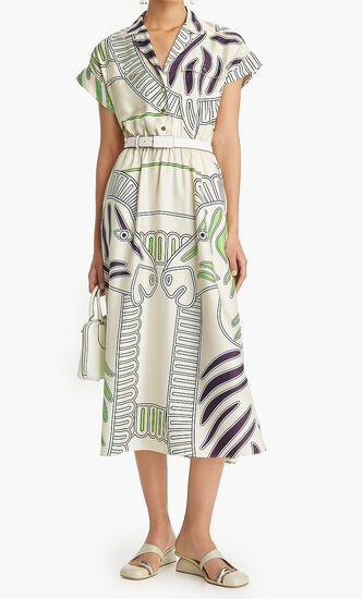 PRINTED SILK TWILL SHIRTDRESS