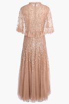 Dappled Sequin Cape Ankle Gown