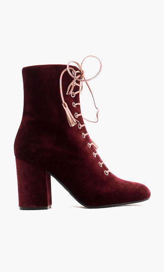 Velvet Lace-Up Boots