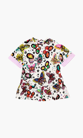 Butterfly Print Jersey Dress
