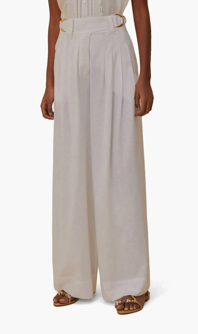 TROPICAL TAPESTRY OFF WHITE LOW WAIST PANTS