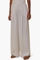 TROPICAL TAPESTRY OFF WHITE LOW WAIST PANTS