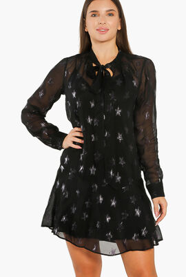 فستان لوريكس مزين بطبعة نجوم