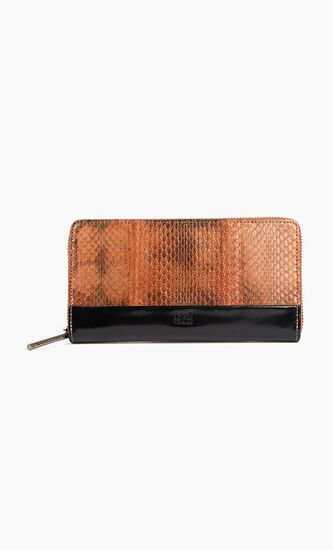 Snake Leather Zip-Around Wallet