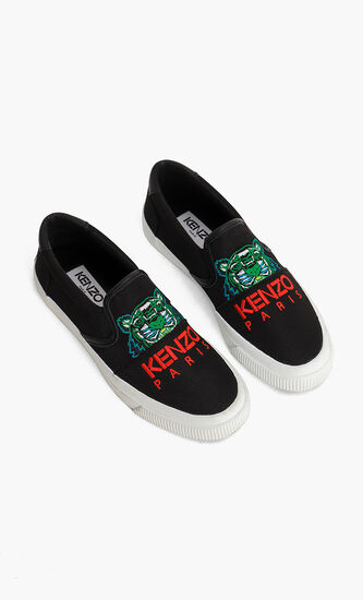 Embroidered Tiger Slip-On Sneakers