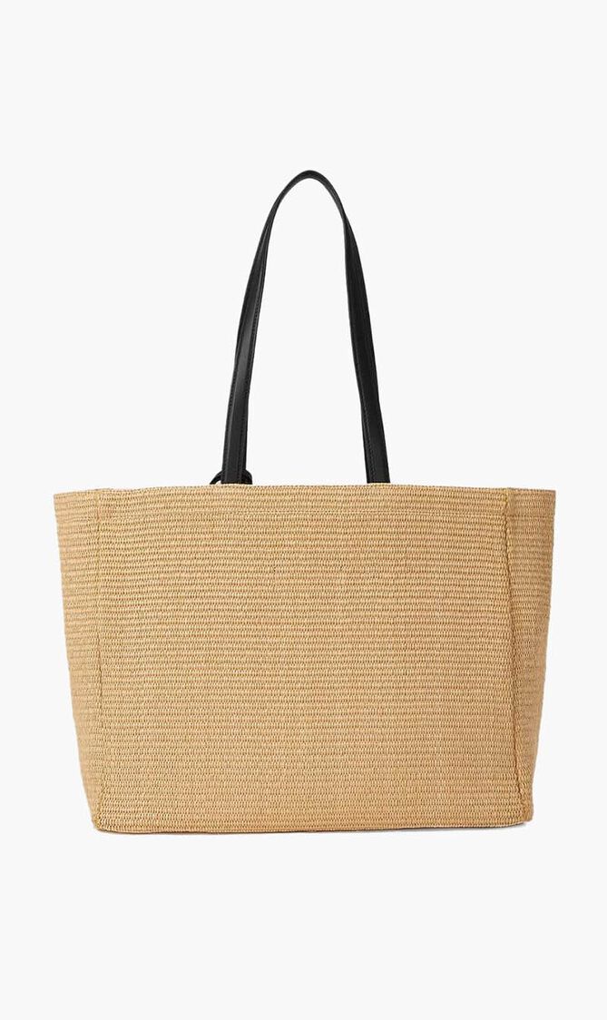 K SIGNATURE FLOWER RAFFIA TOTE