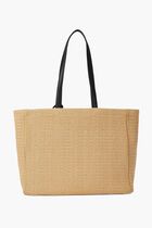 K SIGNATURE FLOWER RAFFIA TOTE
