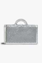Silver Rhinestone Tropicalia Long Wallet With Chain Strap