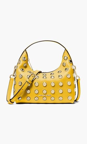 Small Embellished Pebbled Leather Messenger Bag