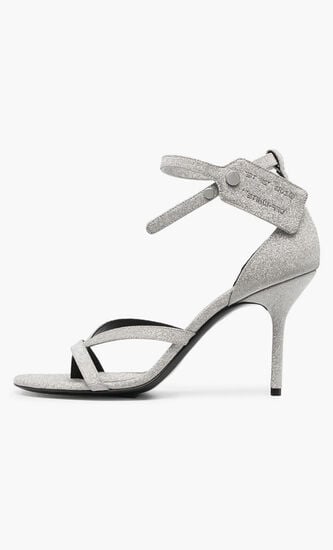 Glitter Calf Zip Tie Sandal Silver Silve