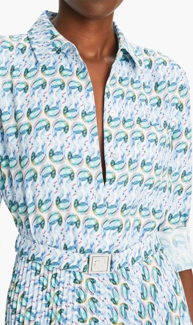 Graphic Print Twill Dress