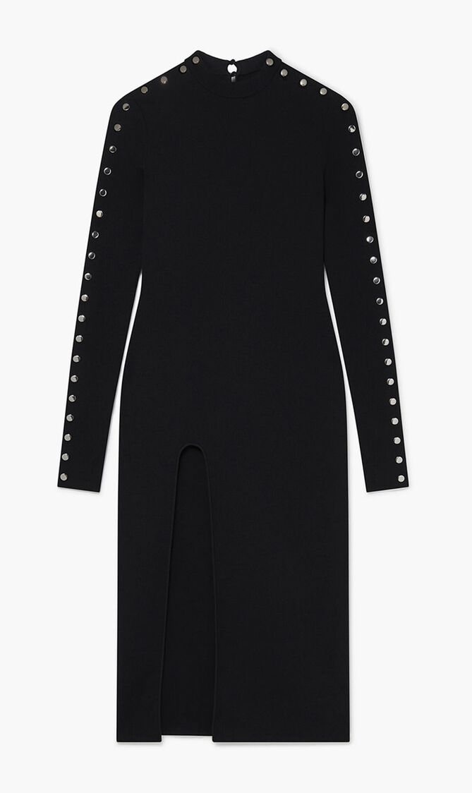 Long Sleeve Leg Slit Midi Dress