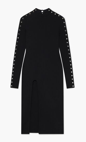 Long Sleeve Leg Slit Midi Dress