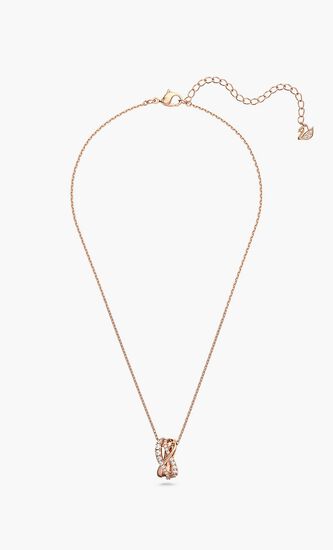 Twist Necklace, White, Rose Gold-Tone Plated
